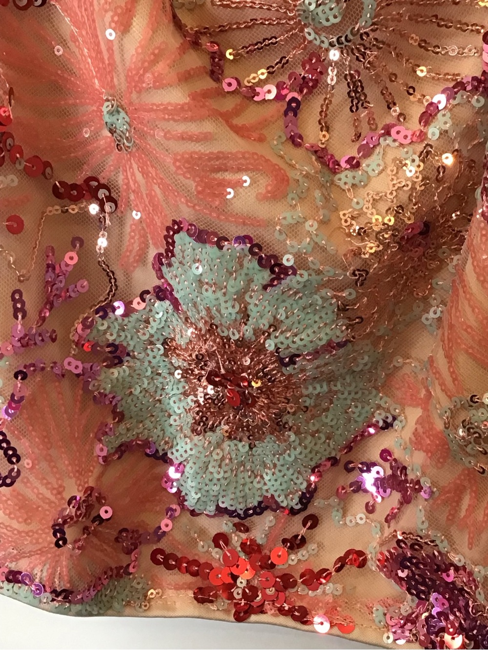 Sequin Embellished Floral Mini Skirt Size Small